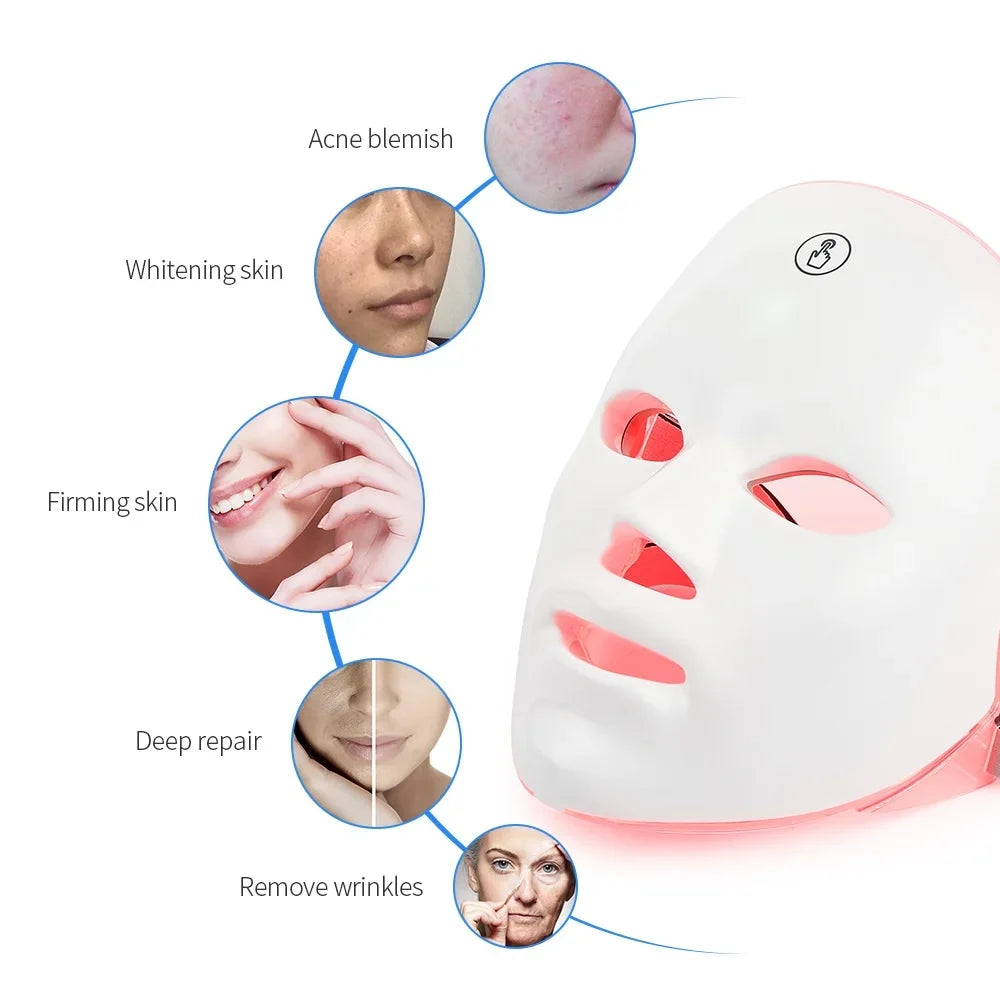 Máscara facial LED recargable | Tratamiento profesional antiedad y radiante