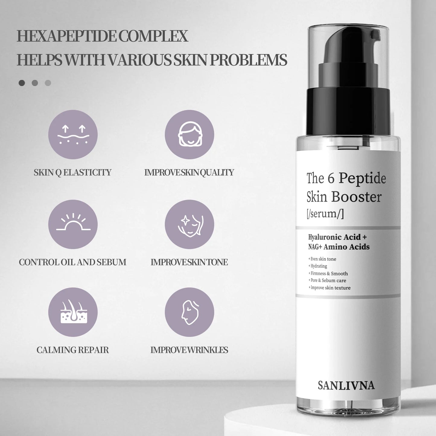 The 6 Peptide Skin Booster Serum | Anti-Wrinkle, Radiance and Hydration Serum