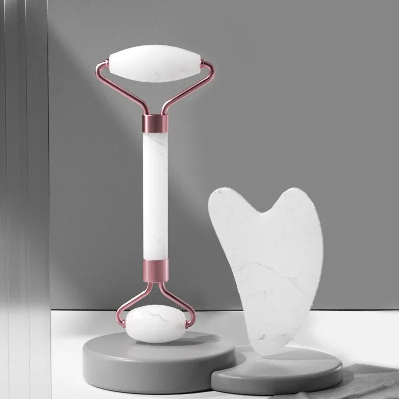 2 in 1 Face Massage Set – Roller & Resin Gua Sha | Anti-Aging, Firming and Skin Radiance Treatment