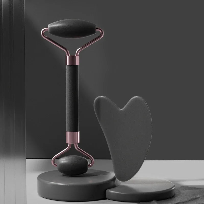 2 in 1 Face Massage Set – Roller & Resin Gua Sha | Anti-Aging, Firming and Skin Radiance Treatment