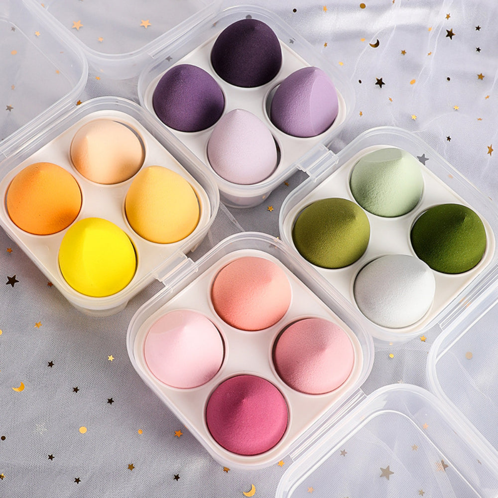 Soft Makeup Sponges – Set of 4 with Storage Box | Blender Beauty Egg
