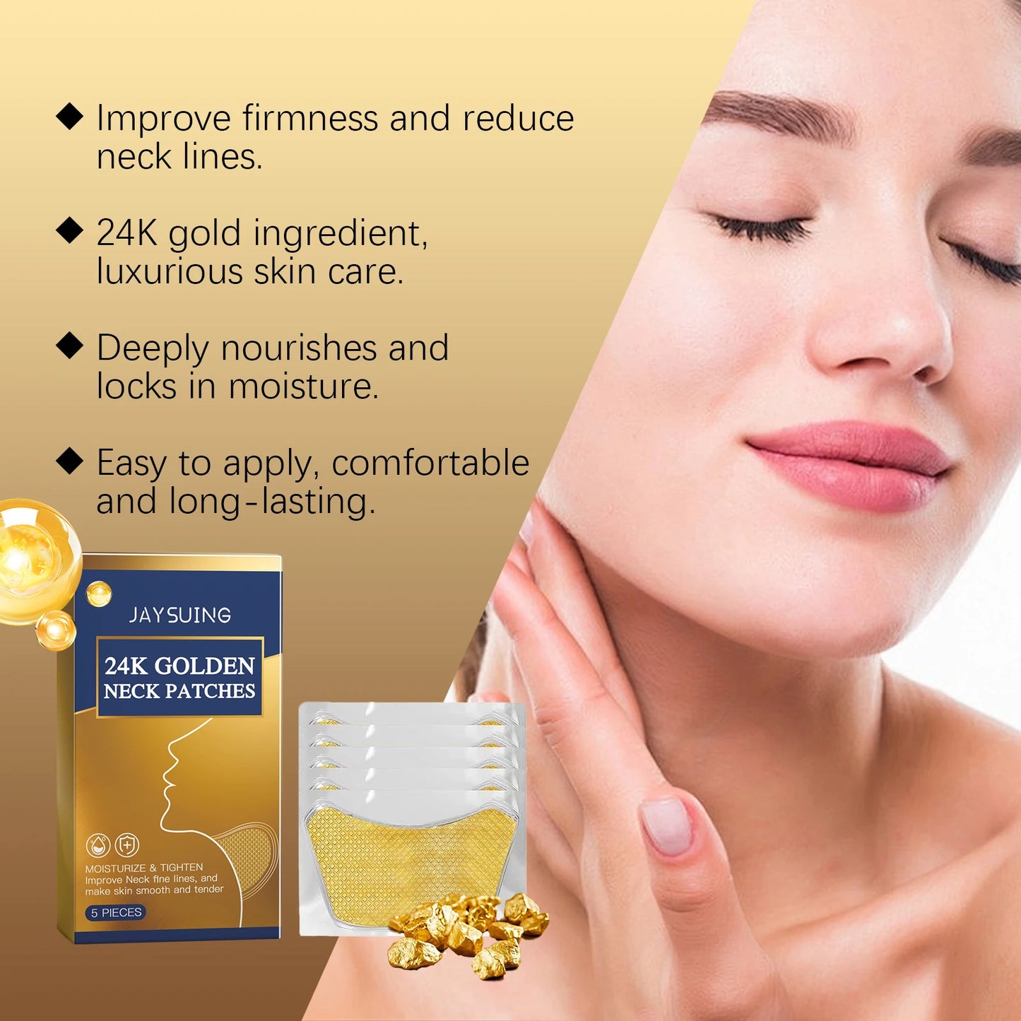 24K Gold Collagen Neck Patch | Gold and Retinol Firming Neck Patches