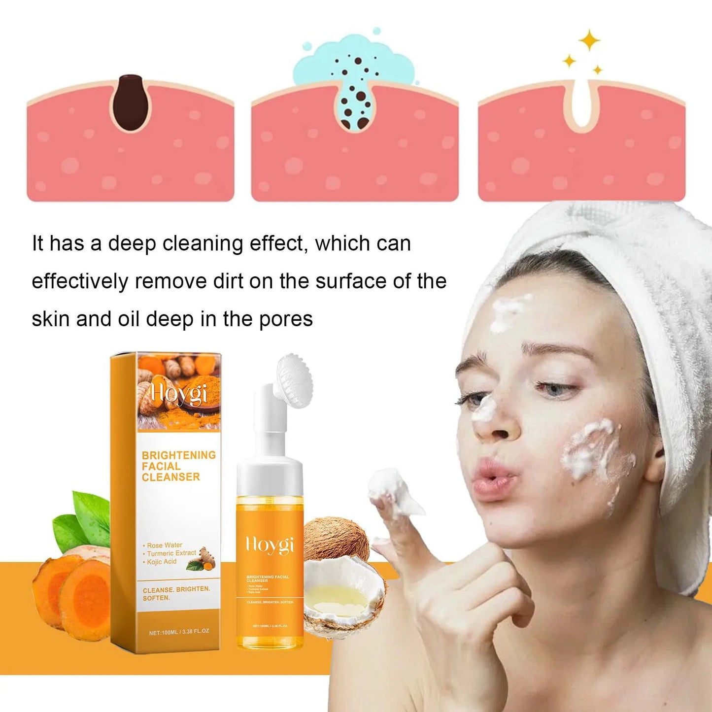 Gel limpiador radiante de cúrcuma y ácido kójico