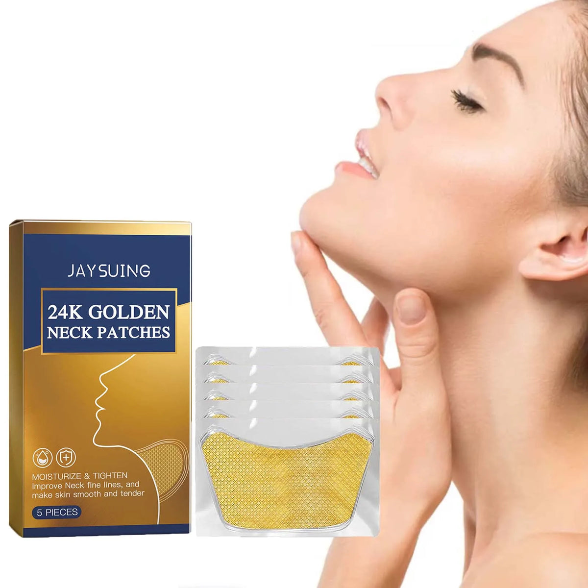 Parche de colágeno para el cuello con oro de 24 quilates | Parches reafirmantes de oro y retinol para el cuello