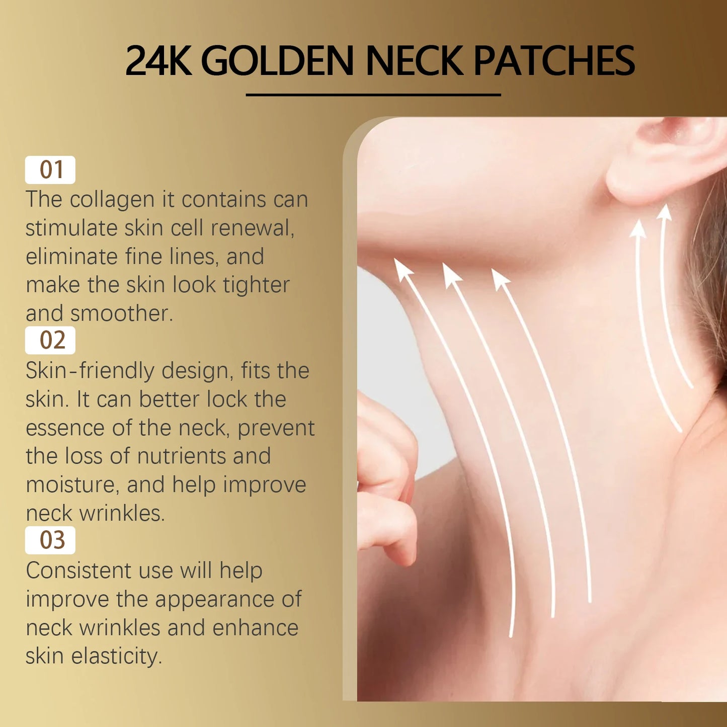 24K Gold Collagen Neck Patch | Gold and Retinol Firming Neck Patches