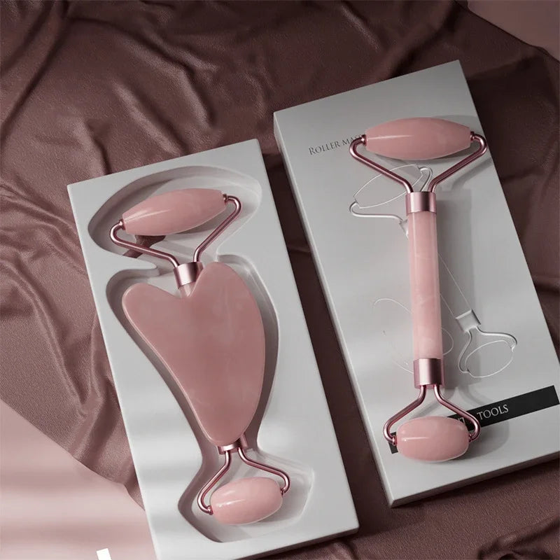 2 in 1 Face Massage Set – Roller & Resin Gua Sha | Anti-Aging, Firming and Skin Radiance Treatment