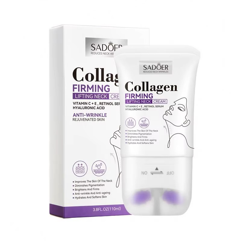Crema para el cuello con rodillo | Crema reafirmante antiarrugas con aplicador de rodillo