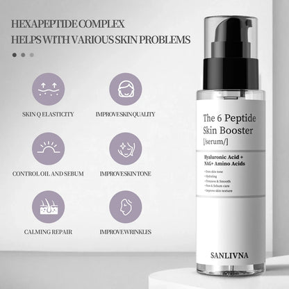 Sérum potenciador de la piel con 6 péptidos | Sérum antiarrugas, iluminador e hidratante