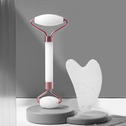 2 in 1 Face Massage Set – Roller &amp; Resin Gua Sha | Anti-Aging, Firming and Skin Radiance Treatment