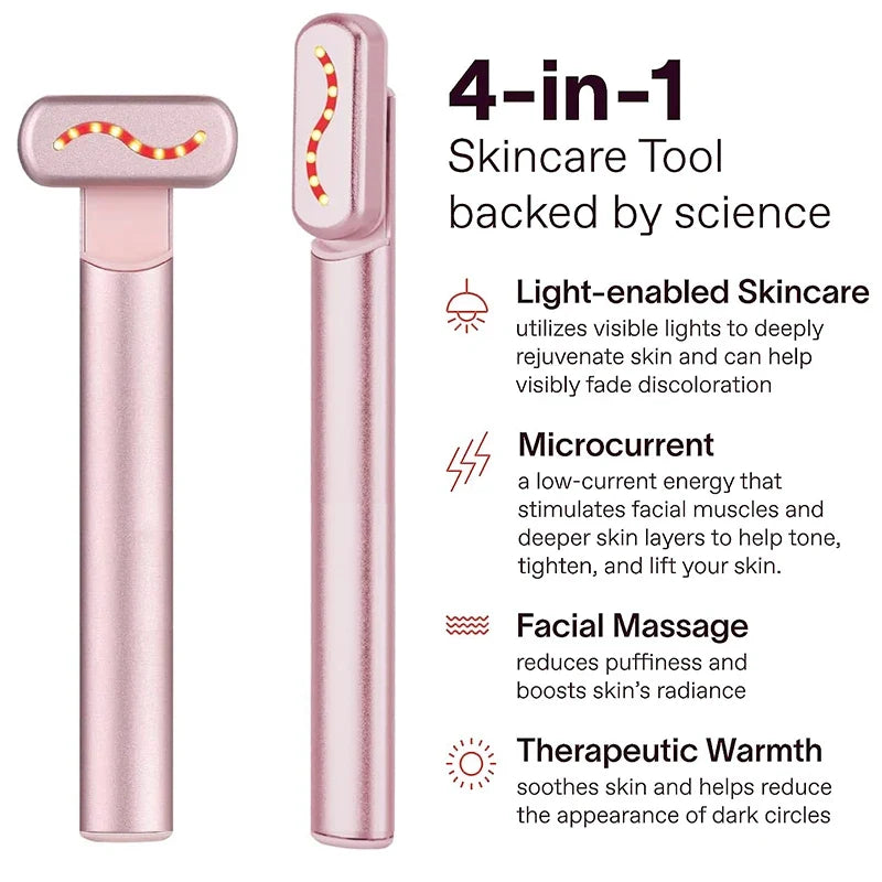 Skincare Wand EMS: Dispositivo de lifting facial y de cuello con microcorrientes y luz roja