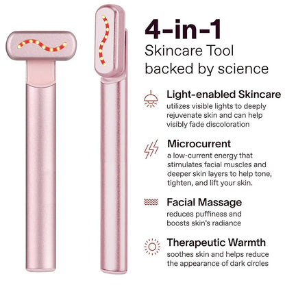 Skincare Wand EMS: Dispositivo de lifting facial y de cuello con microcorrientes y luz roja