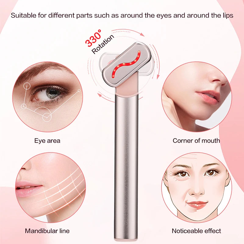 Skincare Wand EMS – Appareil Lifting Visage & Cou par Microcourants & Lumière Rouge