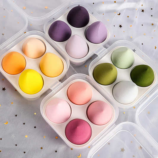 Soft Makeup Sponges – Set of 4 with Storage Box | Blender Beauty Egg