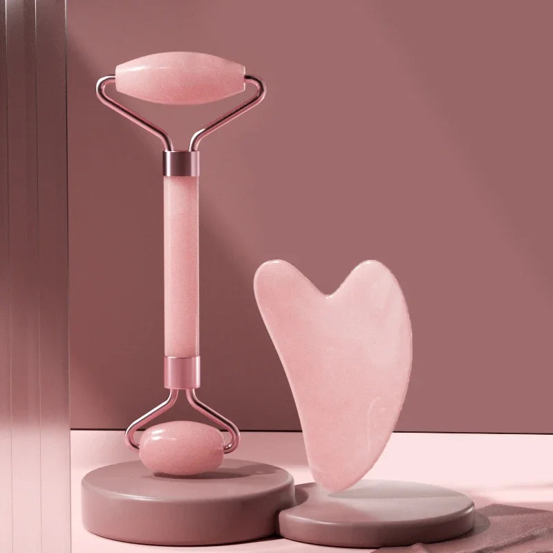 2 in 1 Face Massage Set – Roller &amp; Resin Gua Sha | Anti-Aging, Firming and Skin Radiance Treatment