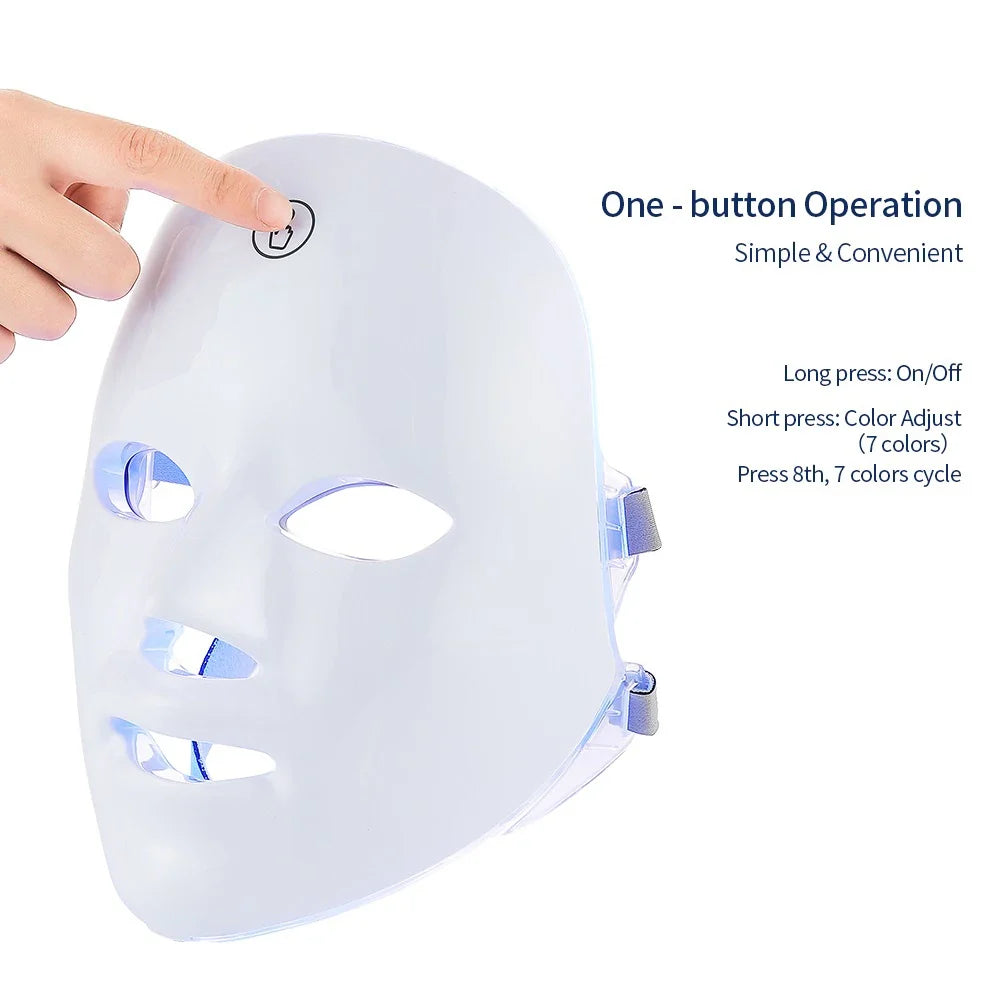 Máscara facial LED recargable | Tratamiento profesional antiedad y radiante