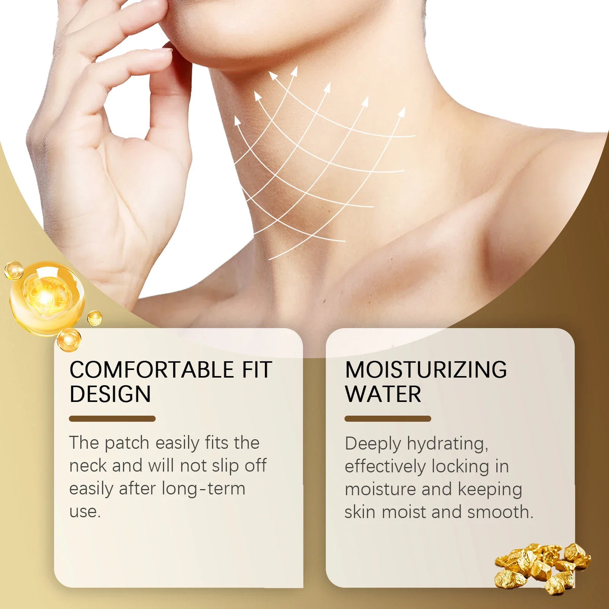 Parche de colágeno para el cuello con oro de 24 quilates | Parches reafirmantes de oro y retinol para el cuello