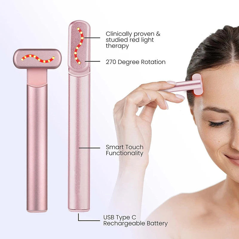 Skincare Wand EMS – Appareil Lifting Visage & Cou par Microcourants & Lumière Rouge