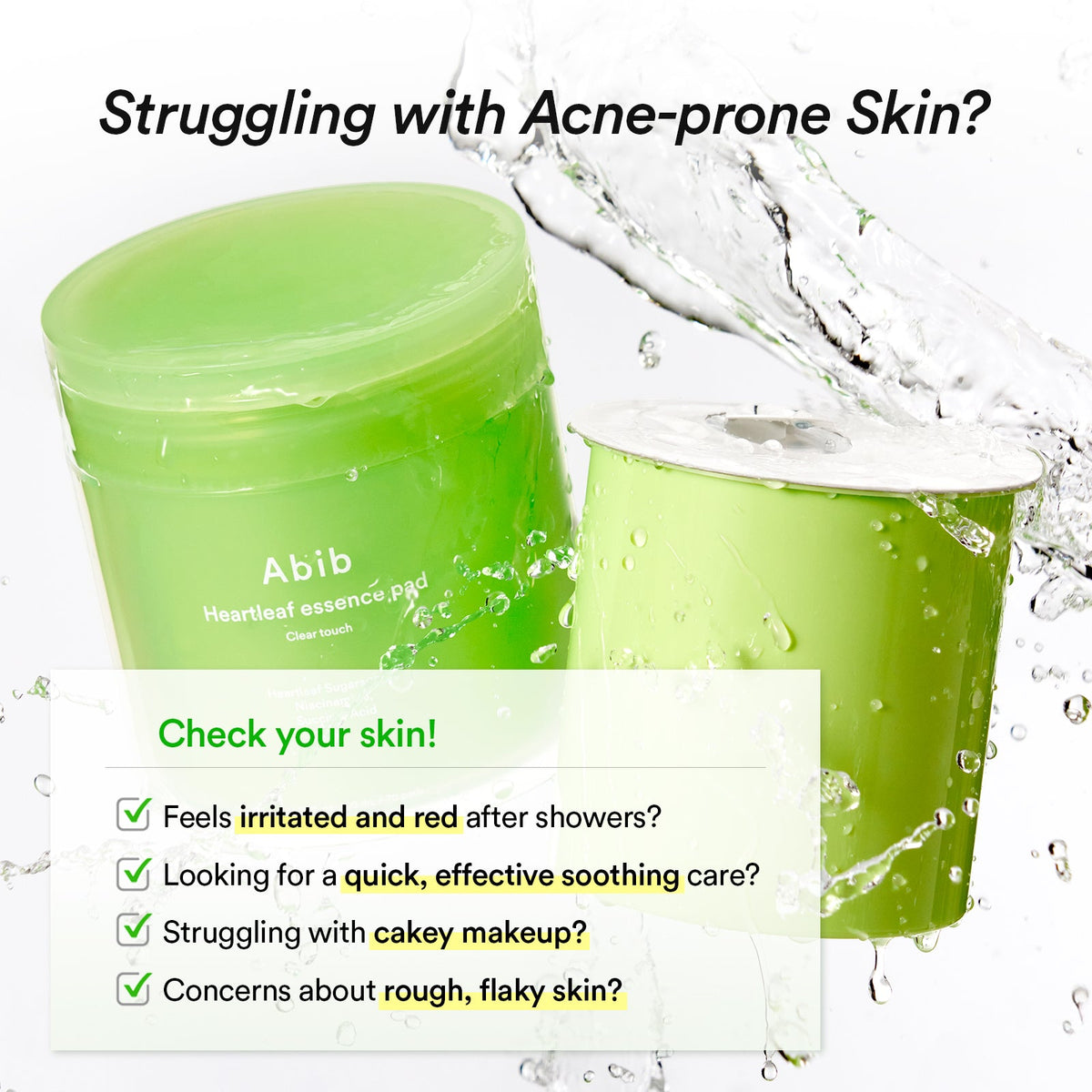 Abib Heartleaf Essence Pad Clear Touch – Discos faciales con heartleaf 250 ml (70 discos)