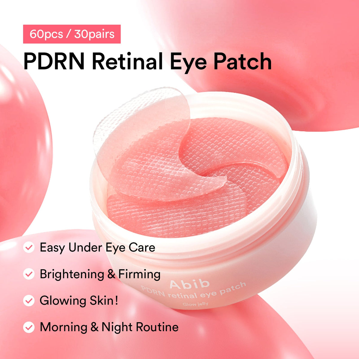 Abib PDRN Retinal Eye Patch Glow Jelly (60EA) – Patches yeux PDRN et rétinal 84 g (60 patches / 30 paires)