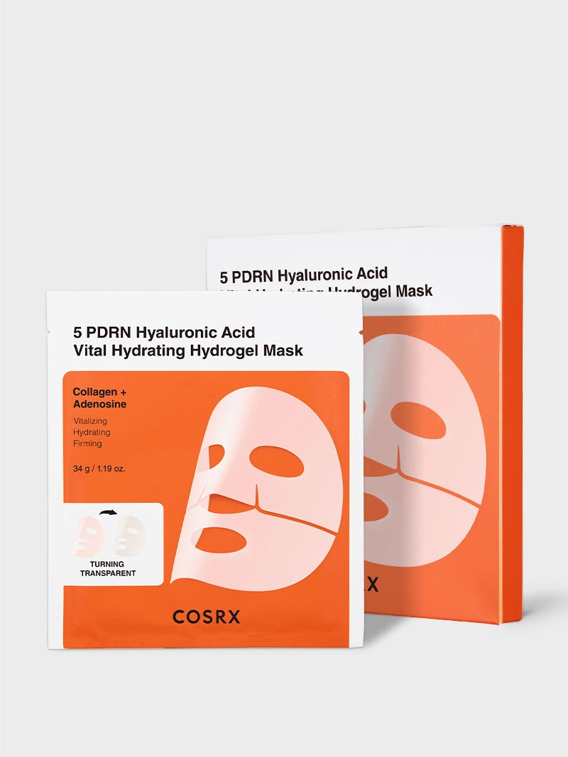 COSRX 5 PDRN Hyaluronic Acid Vital Hydrating Hydrogel Mask – Mascarillas hidrogel PDRN 34 g / 3 EA