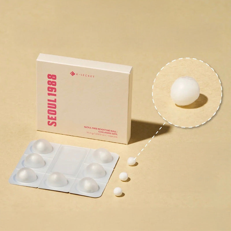 KSECRET SEOUL 1988 Boosting Ball : Collagen 100% – Potenciador facial con colágeno 35 mg x 7 Capsules
