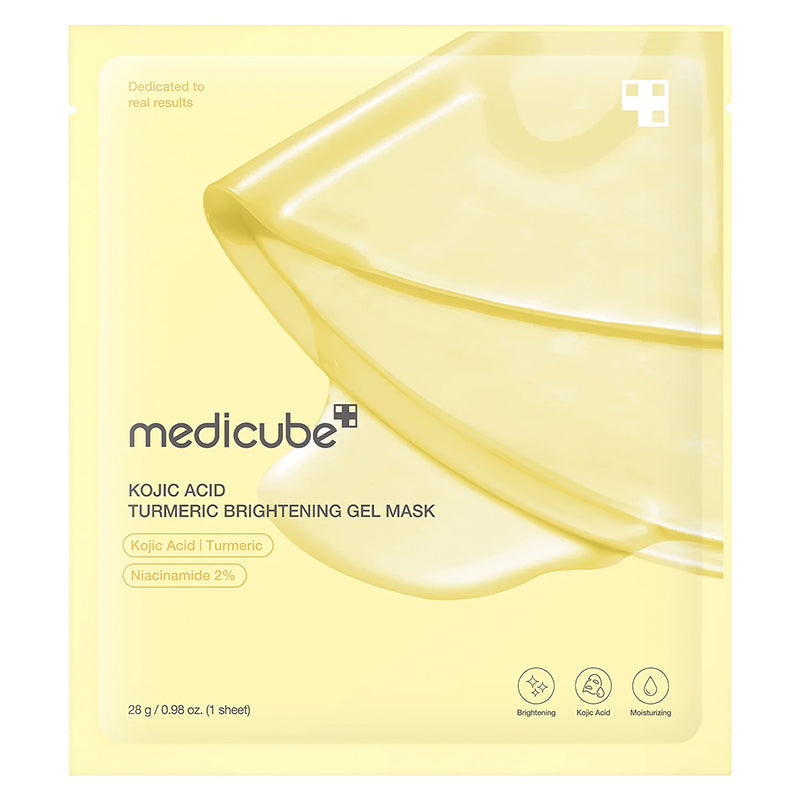 Medicube Kojic Acid Turmeric Brightening Gel Mask, 4 × 28 g — product presentation