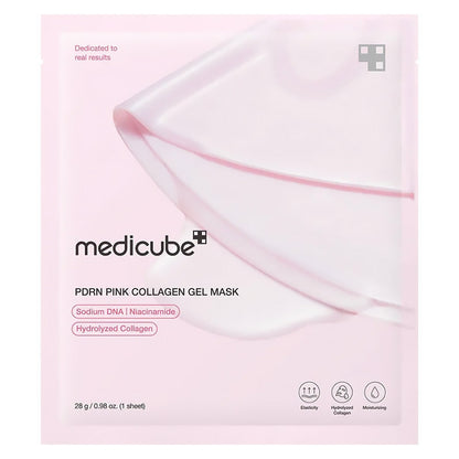 Medicube PDRN Pink Collagen Gel Mask, 4 × 28 g — product presentation