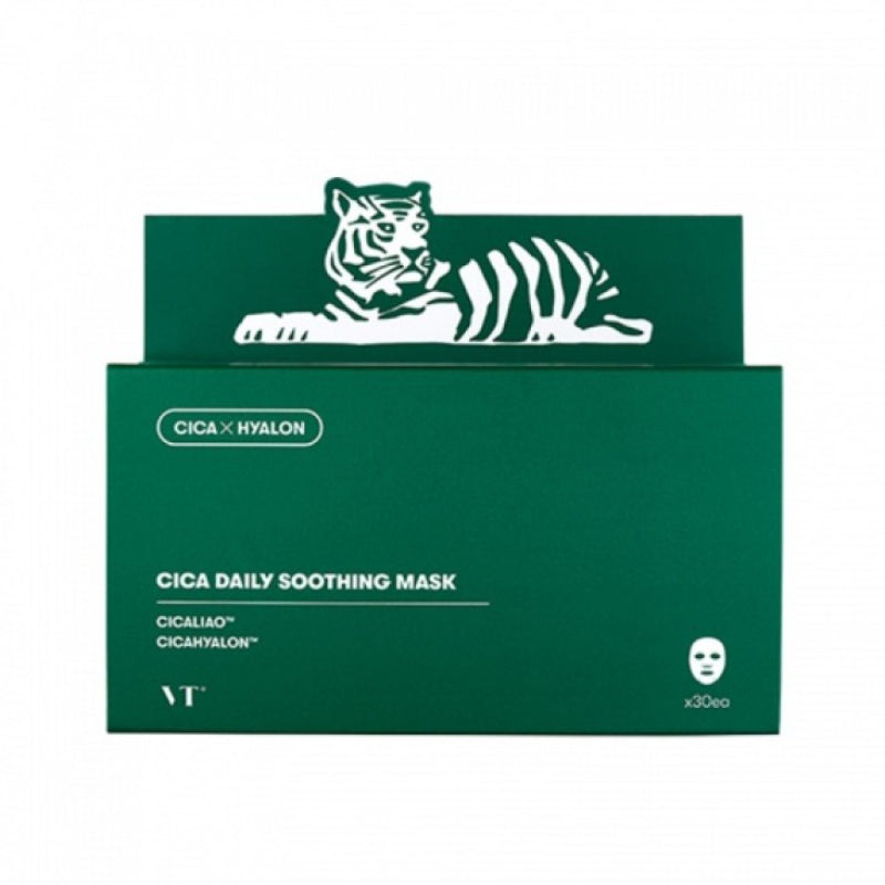 VT Cosmetics Cica Daily Soothing Mask – Masques tissu hydratants à la centella 30 masques / 350 g