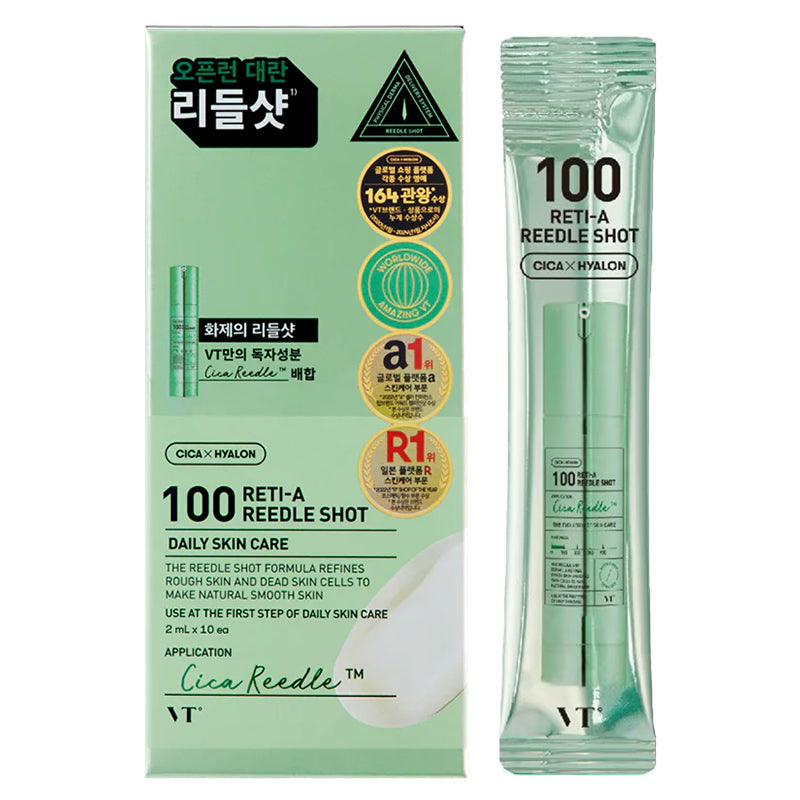 VT Cosmetics Reti-A Reedle Shot 100 Stick Pouch – Cuidado facial en sobres 10 × 2 ml